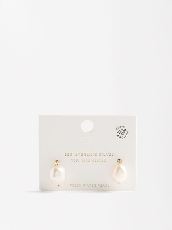 Earrings with zirconias and freshwater pearls - 925 sterling silver