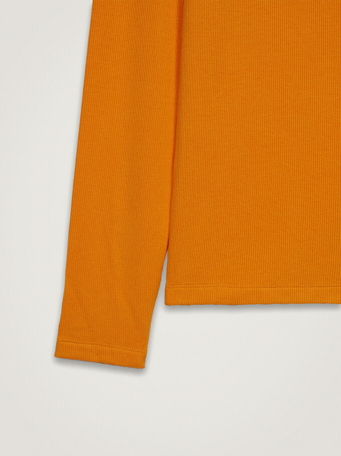 High Neck Sweater, Orange, hi-res