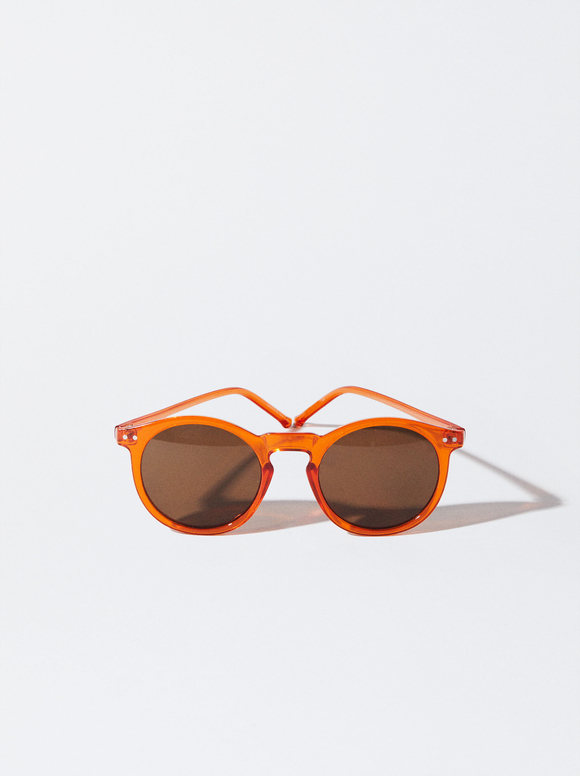 Square Frame Sunglasses, Orange, hi-res