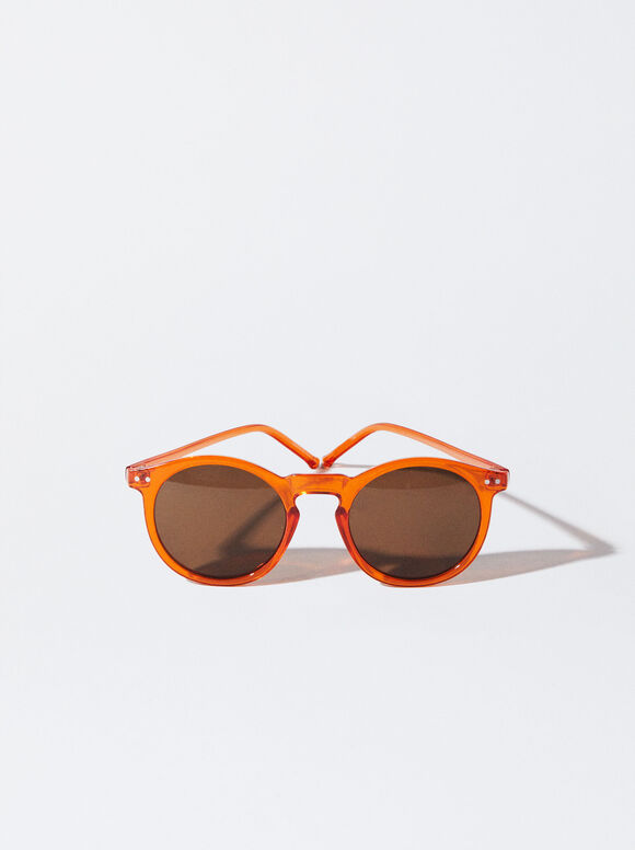 Okrągłe Okulary Przeciwsloneczne , Pomaranczowy, hi-res