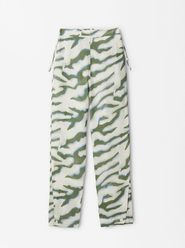 Linen Printed Trousers image number 1.0