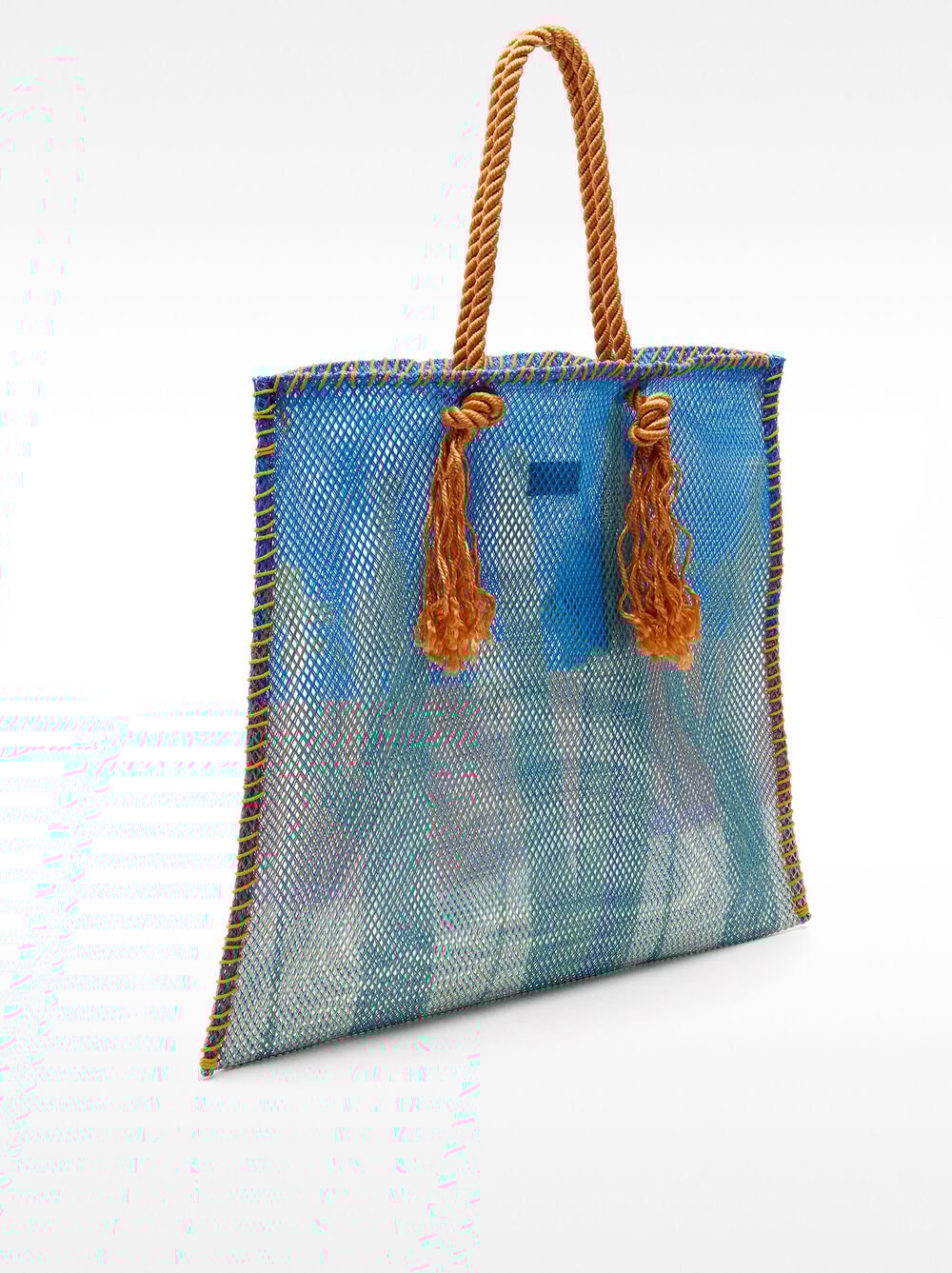 Bolso shopper de rejilla con estampado