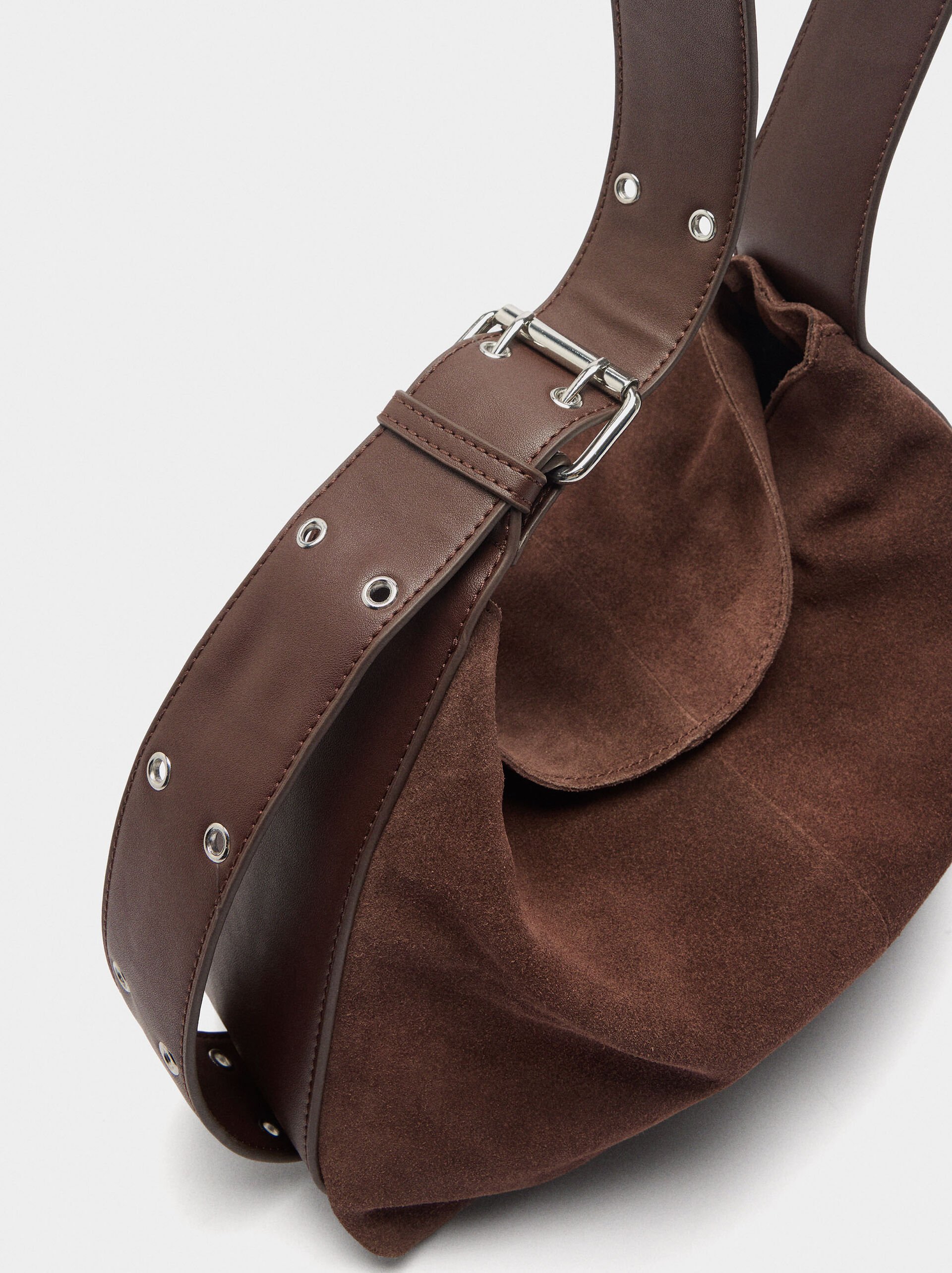 Suede leather shoulder bag M image number 2.0