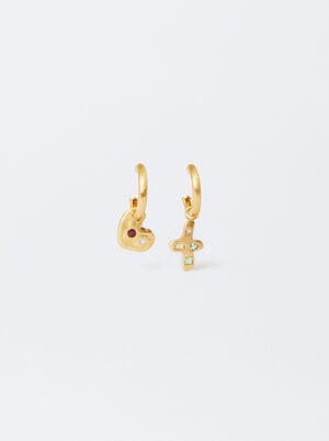 Matte Effect Gold-Plated Earrings 18k image number 0.0