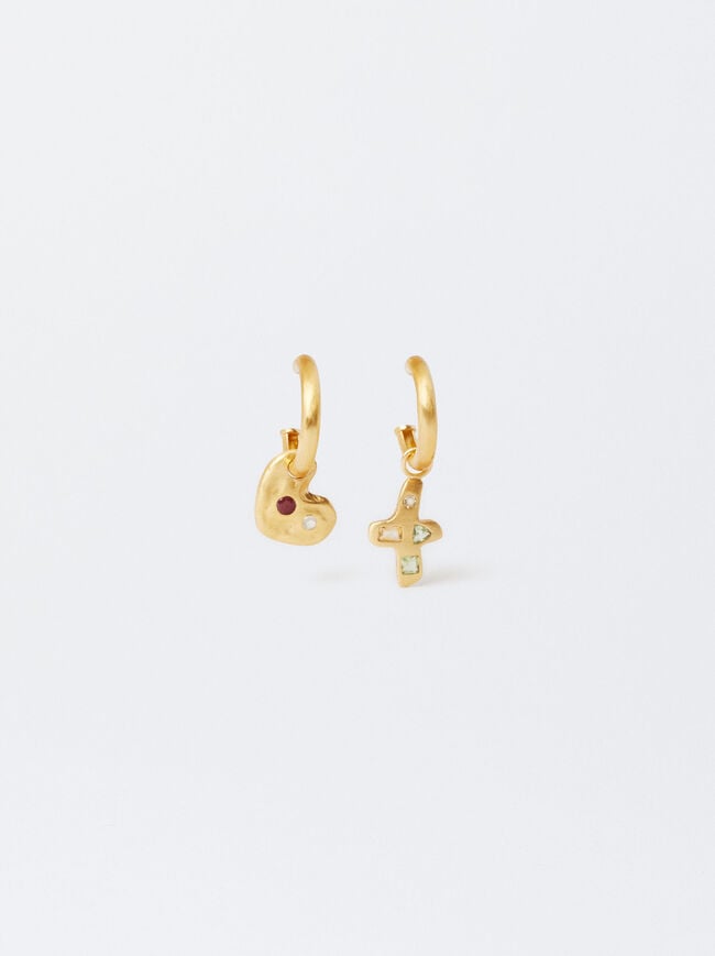 Matte Effect Gold-Plated Earrings 18k