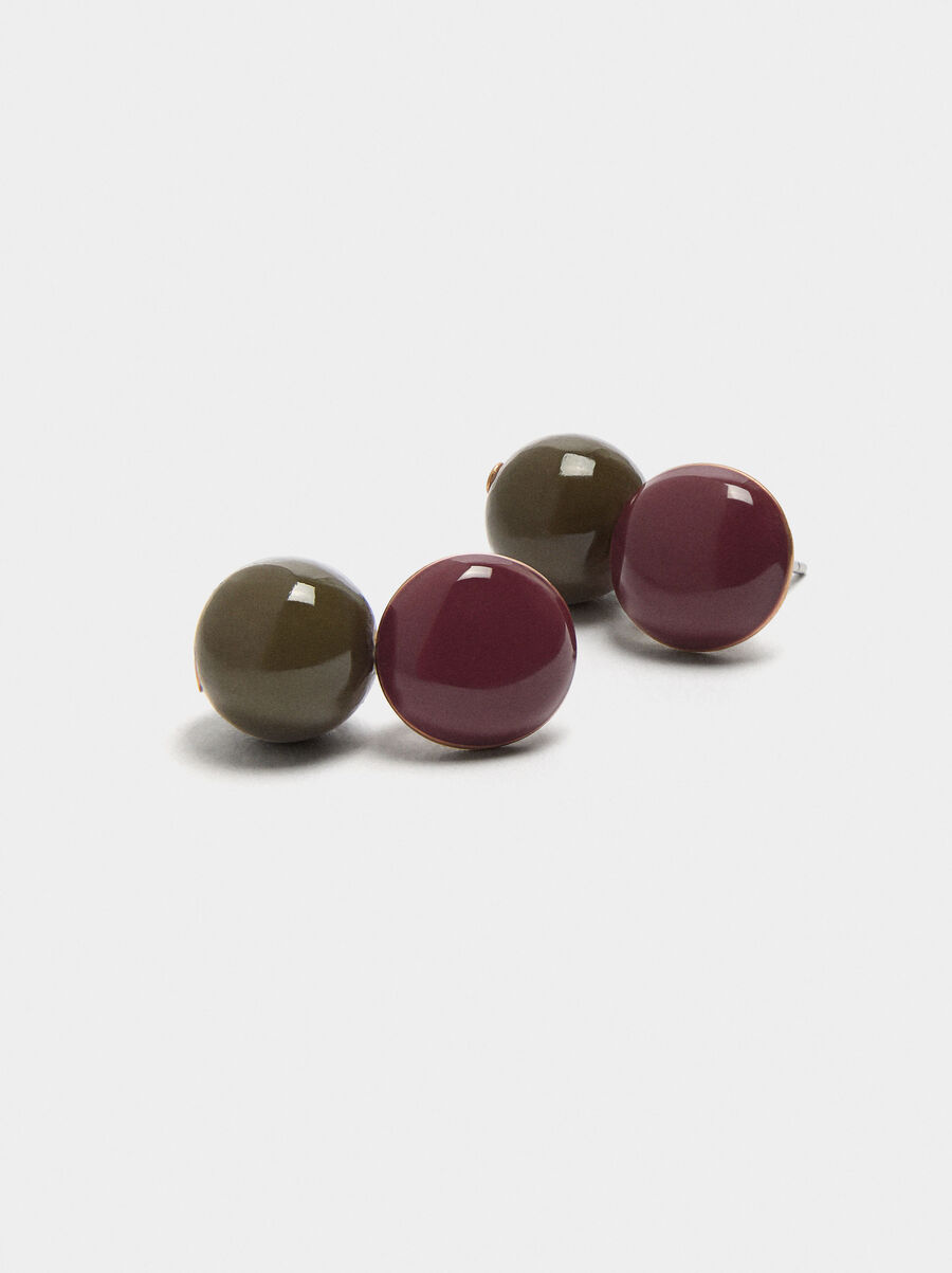 Enameled earrings with spheres