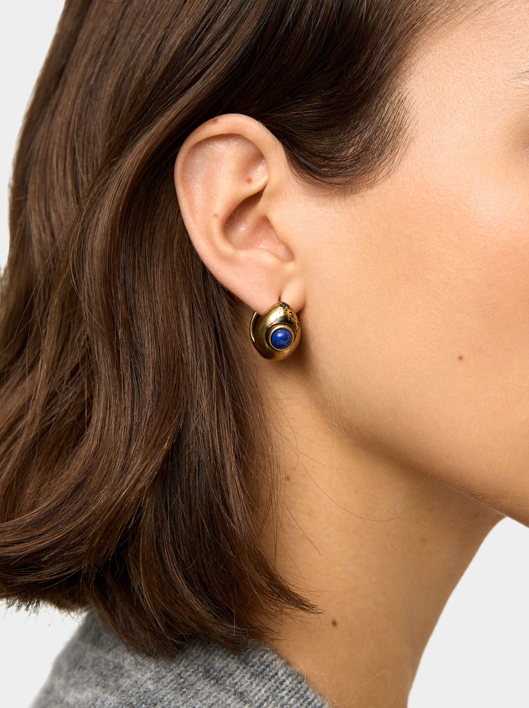 Hoop earrings with stone image number 1.0