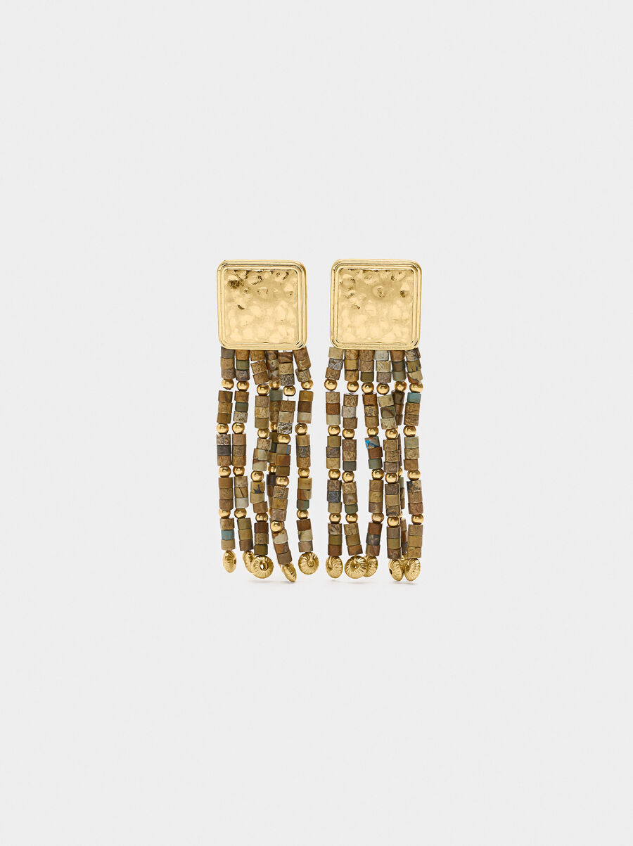 Maxi long earrings with multicolor beads