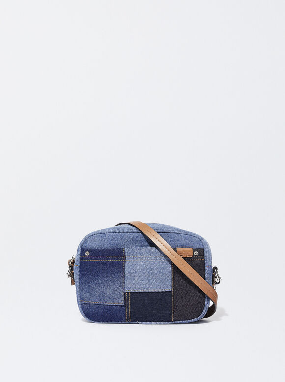 Crossbody Bag With Patchwork Detail, Blue, hi-res