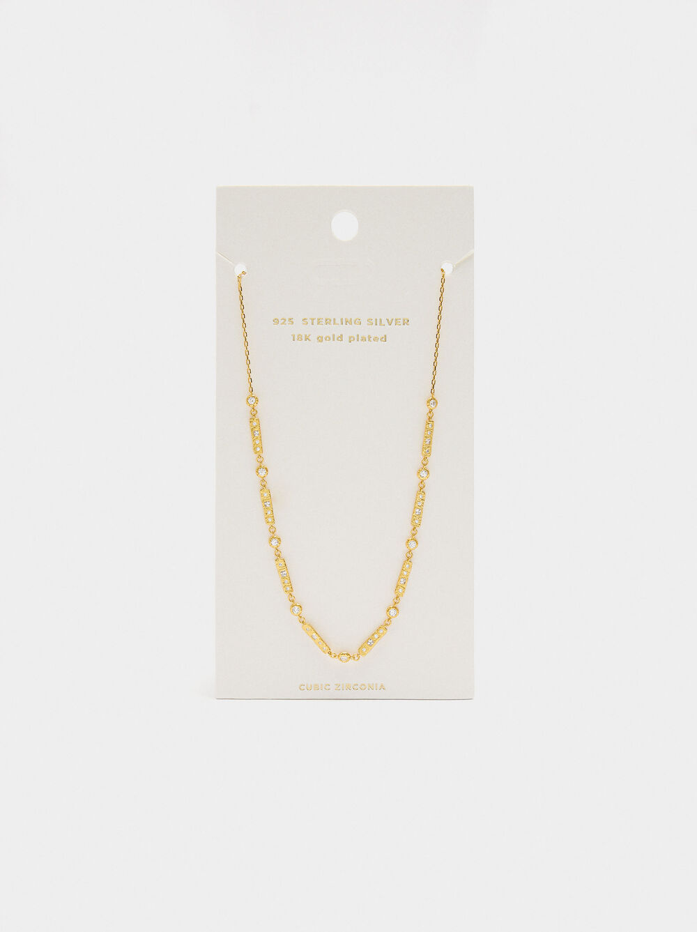 Segmented necklace with bars and zirconias - 925 sterling silver