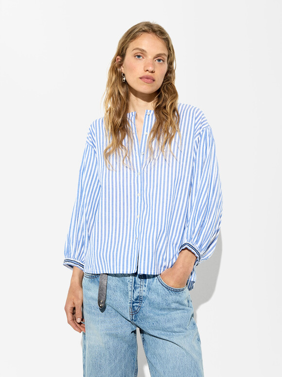 100% Cotton Striped Shirt, Multicolor, hi-res