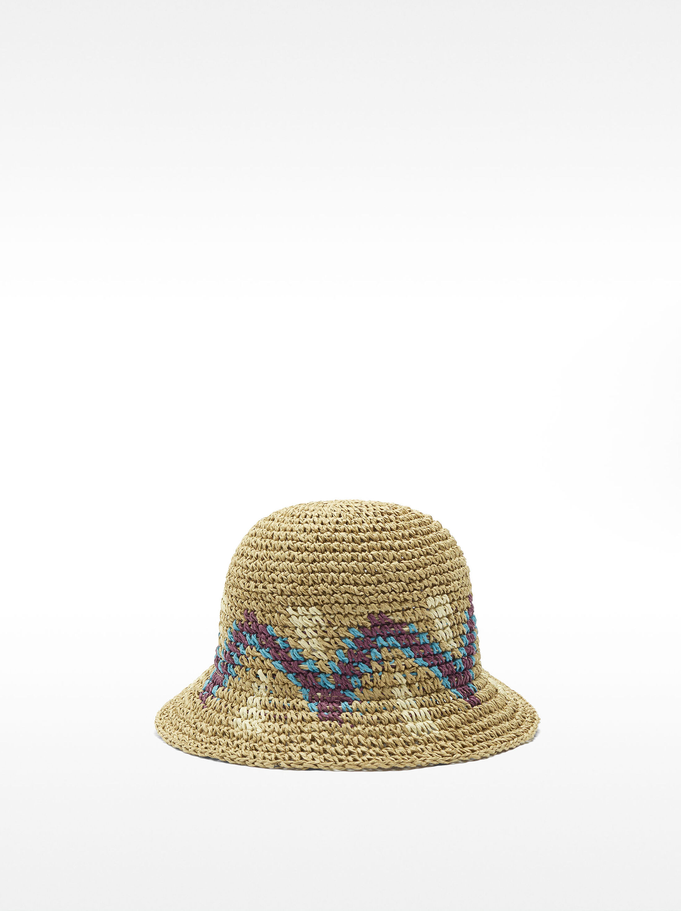 Bucket hat with straw effect image number 0.0