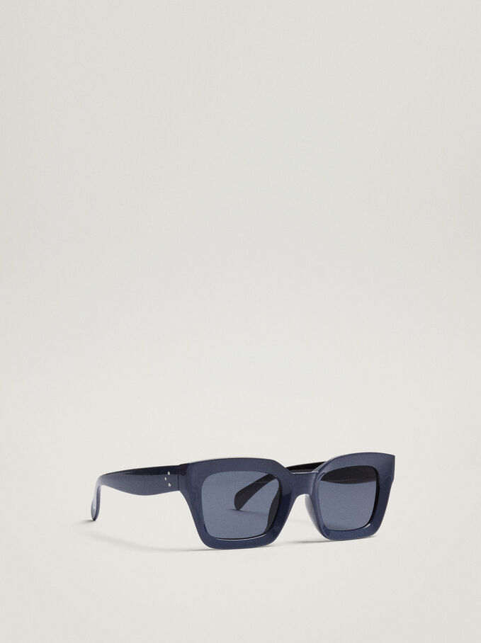 Square Frame Sunglasses, Navy, hi-res