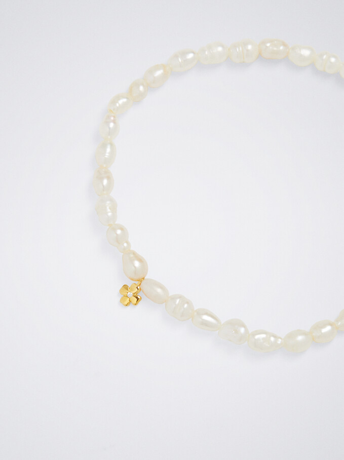 925 Silver Bracelet With Freshwater Pearl, White, hi-res