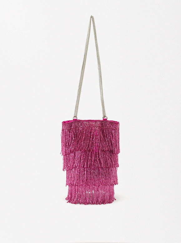 Party Handbag With Beads, Pink, hi-res