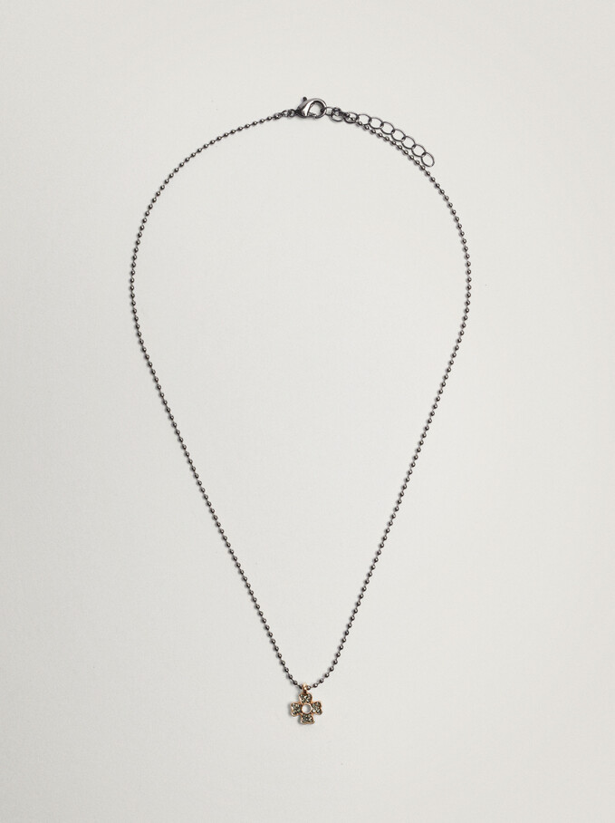 Short Necklace With Shamrock, Multicolor, hi-res