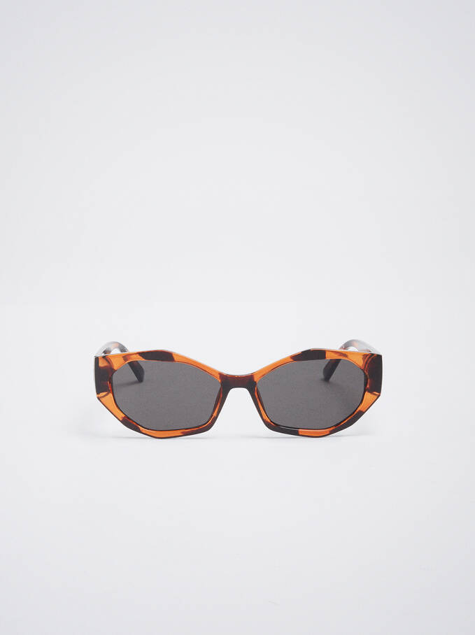 Sechseckige Sonnenbrille, Braun, hi-res