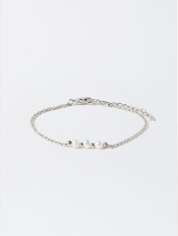 Golden Bracelet With Pearls, Silver, hi-res