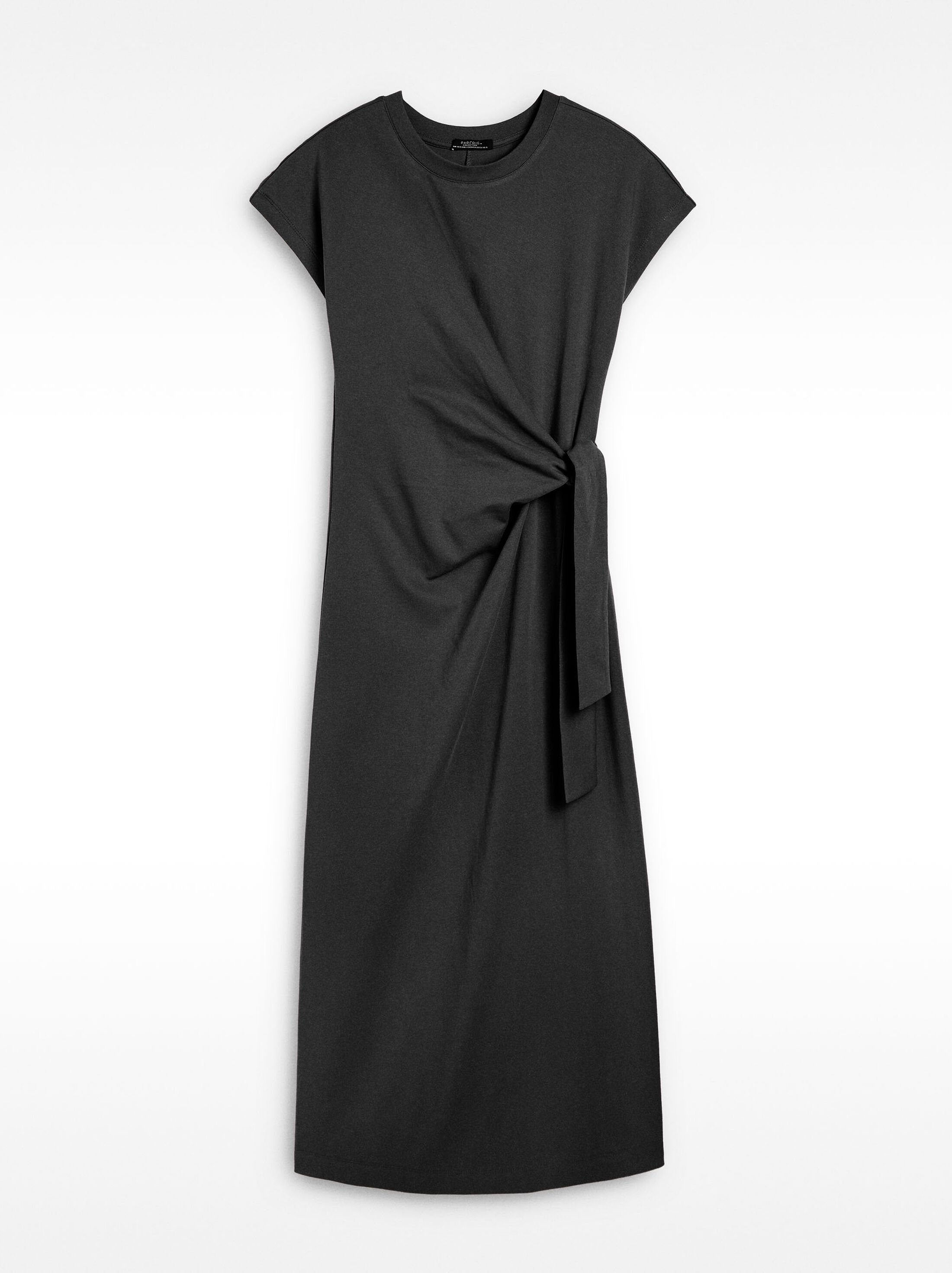 Vestido drapeado con lazo image number 4.0