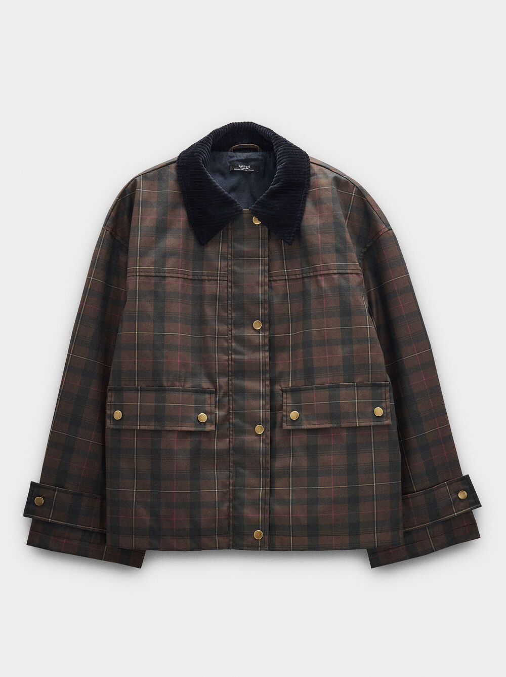 Jacket with squares and contrast collar