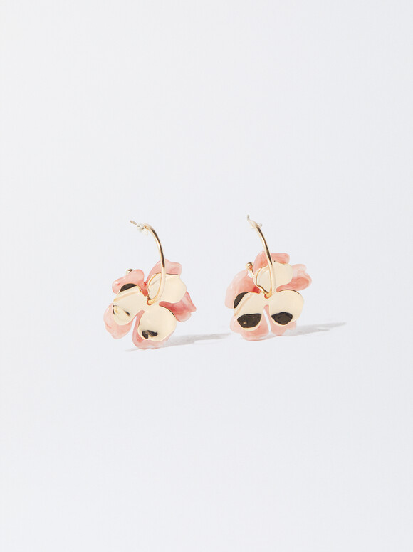 Resin Rlower Earrings, Multicolor, hi-res
