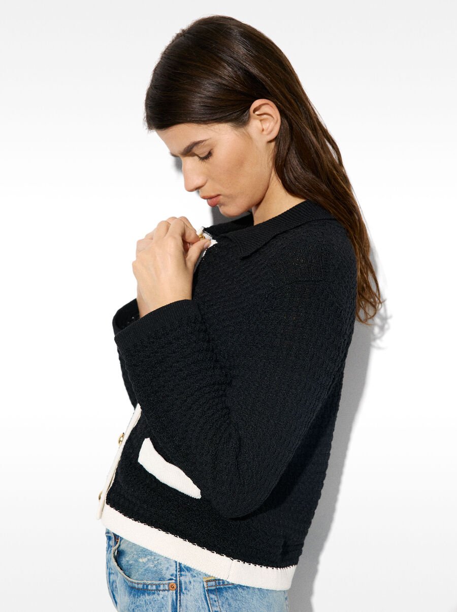 Textured knit cardigan