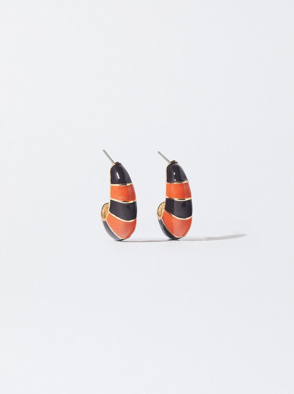 Enamel Hoop Earrings, Multicolor, hi-res