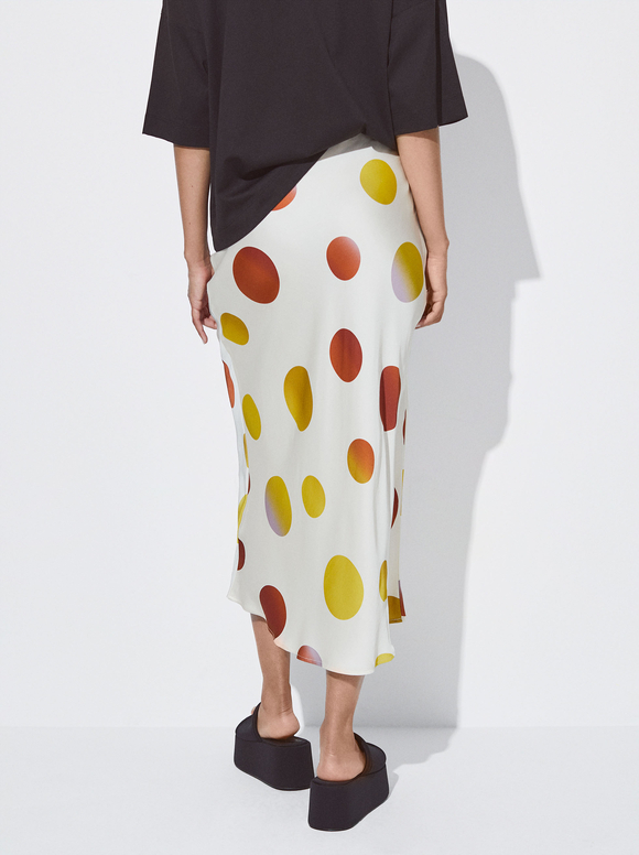 Saia Midi Estampada, Multicor, hi-res