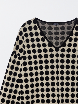 Online Exclusive - Jacquard V-Neck Sweater, Black, hi-res