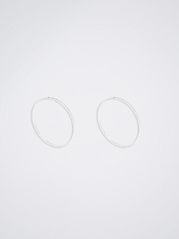 Basic Large Hoop Earrings, Silver, hi-res