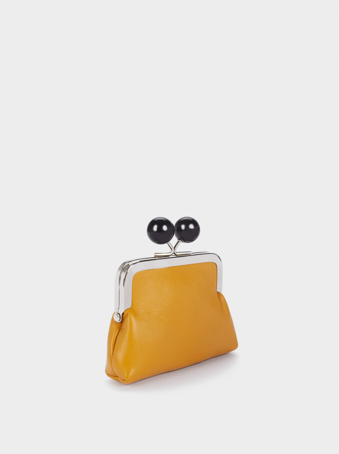 Purse With Clasp Fastening, Yellow, hi-res