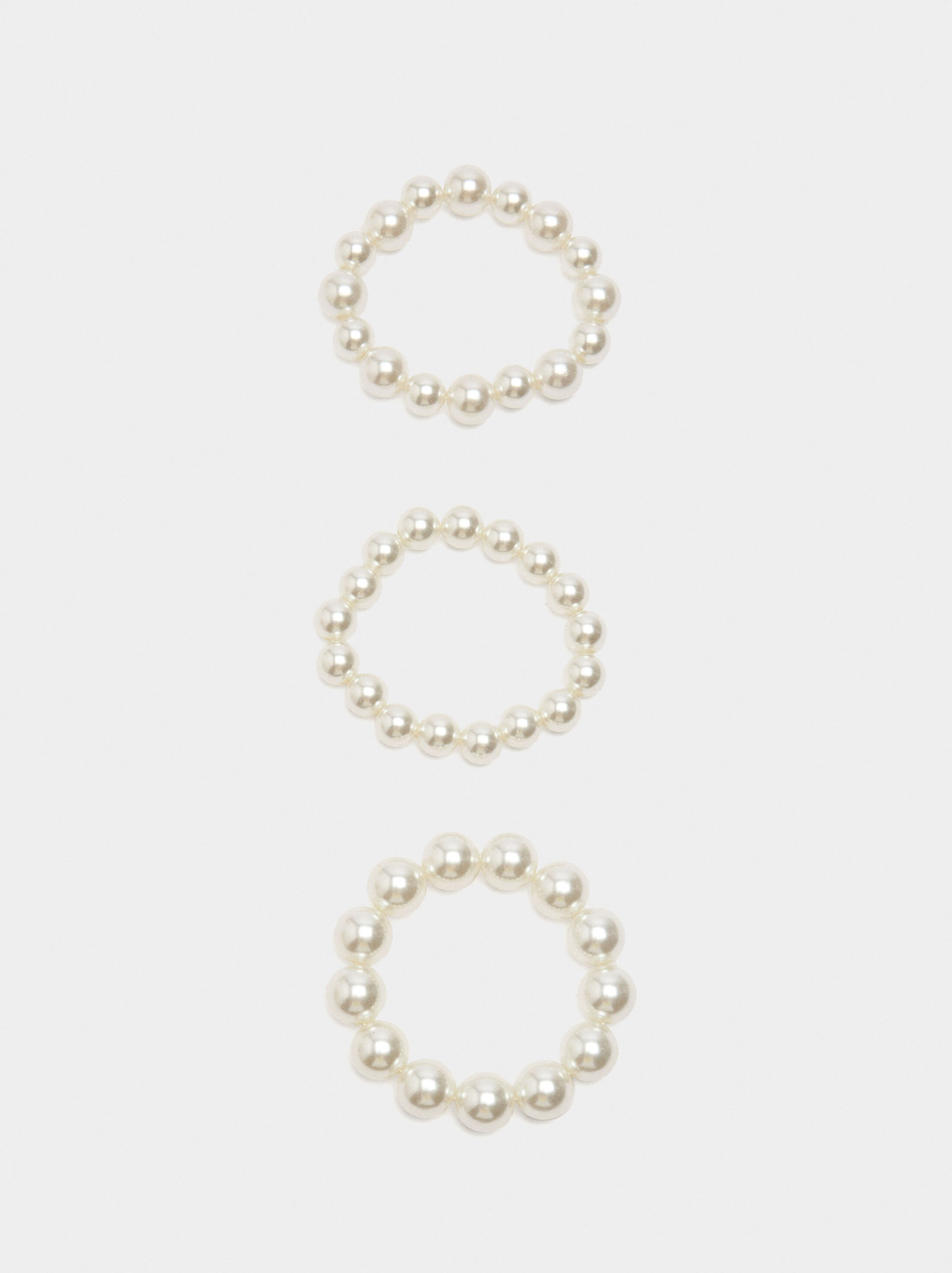 Set of elastic bracelets with pearls image number 2.0
