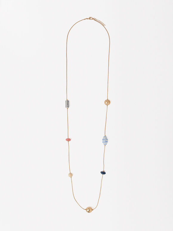 Long Beaded Necklace, Multicolor, hi-res