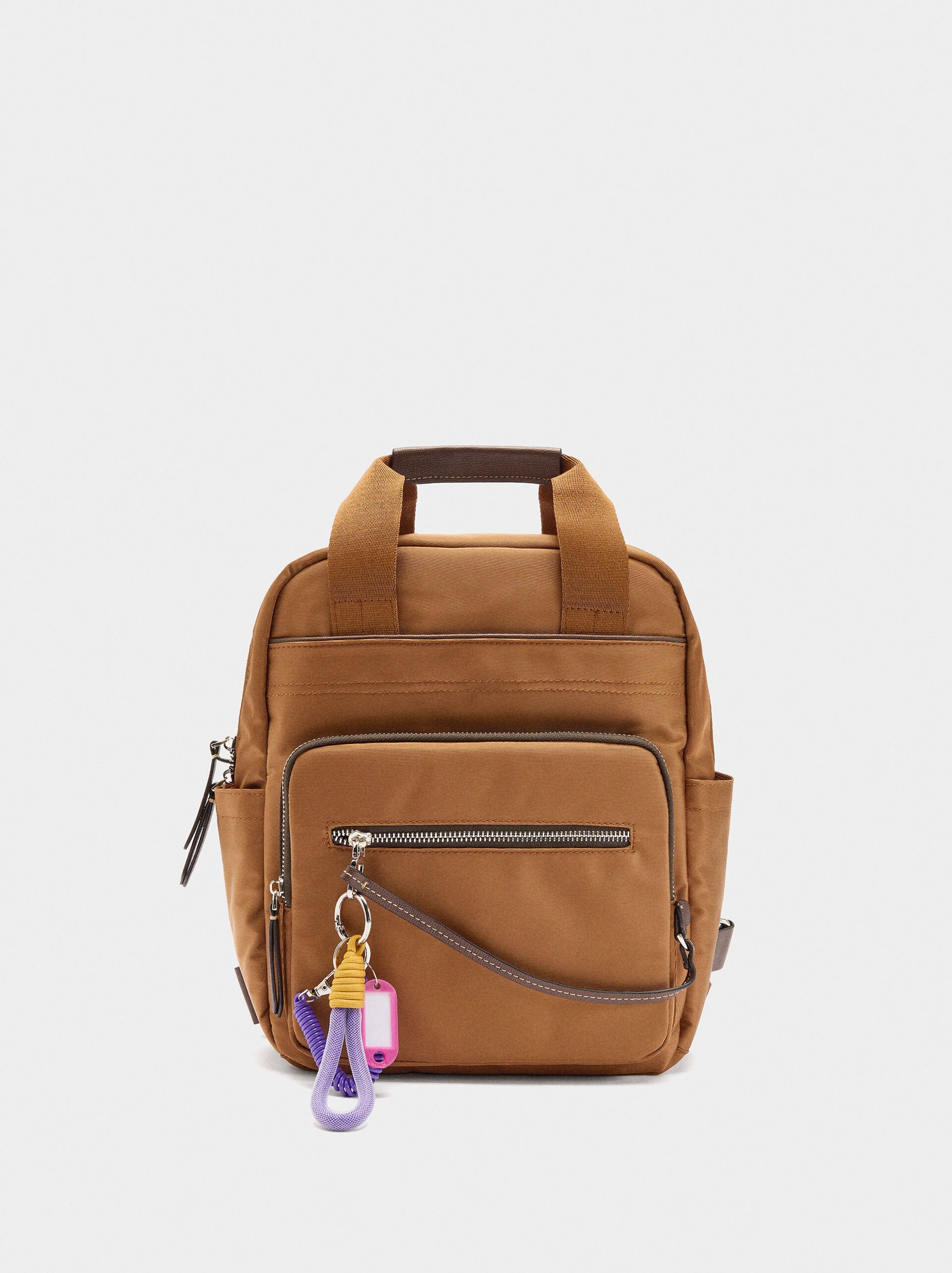 Nylon backpack with pendant image number 0.0