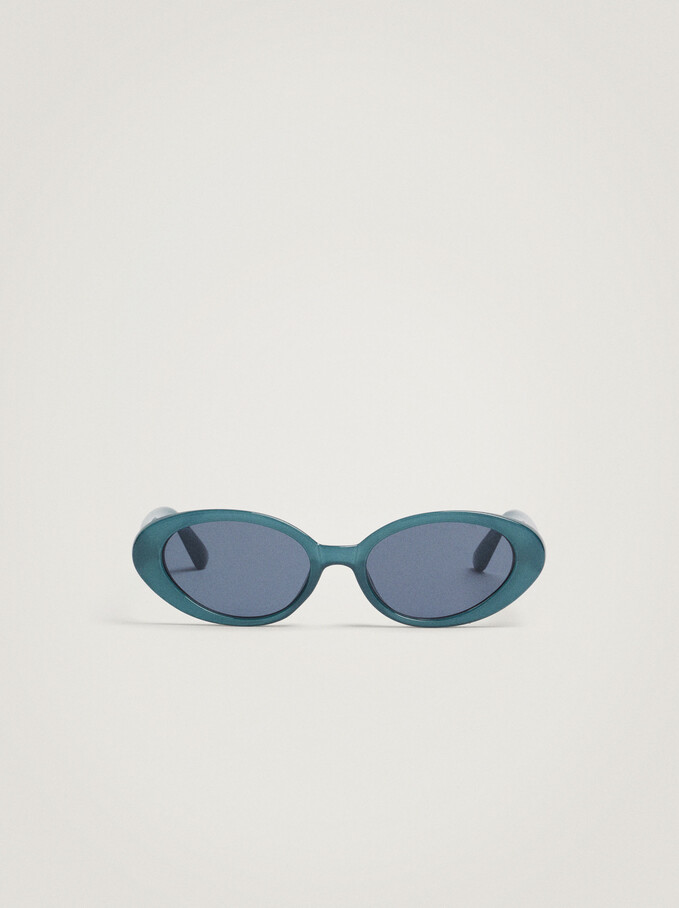 Oval Frame Sunglasses, Grey, hi-res