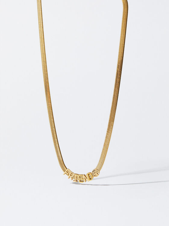 Personalisierte Stahl-Halskette, Golden, hi-res