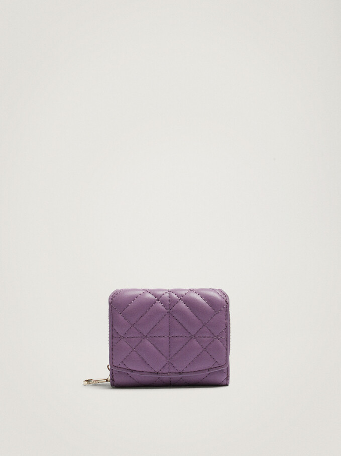 Quilted Card Holder And Coin Purse, Violet, hi-res