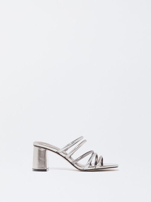 Metallic Strappy High-Heel Sandals