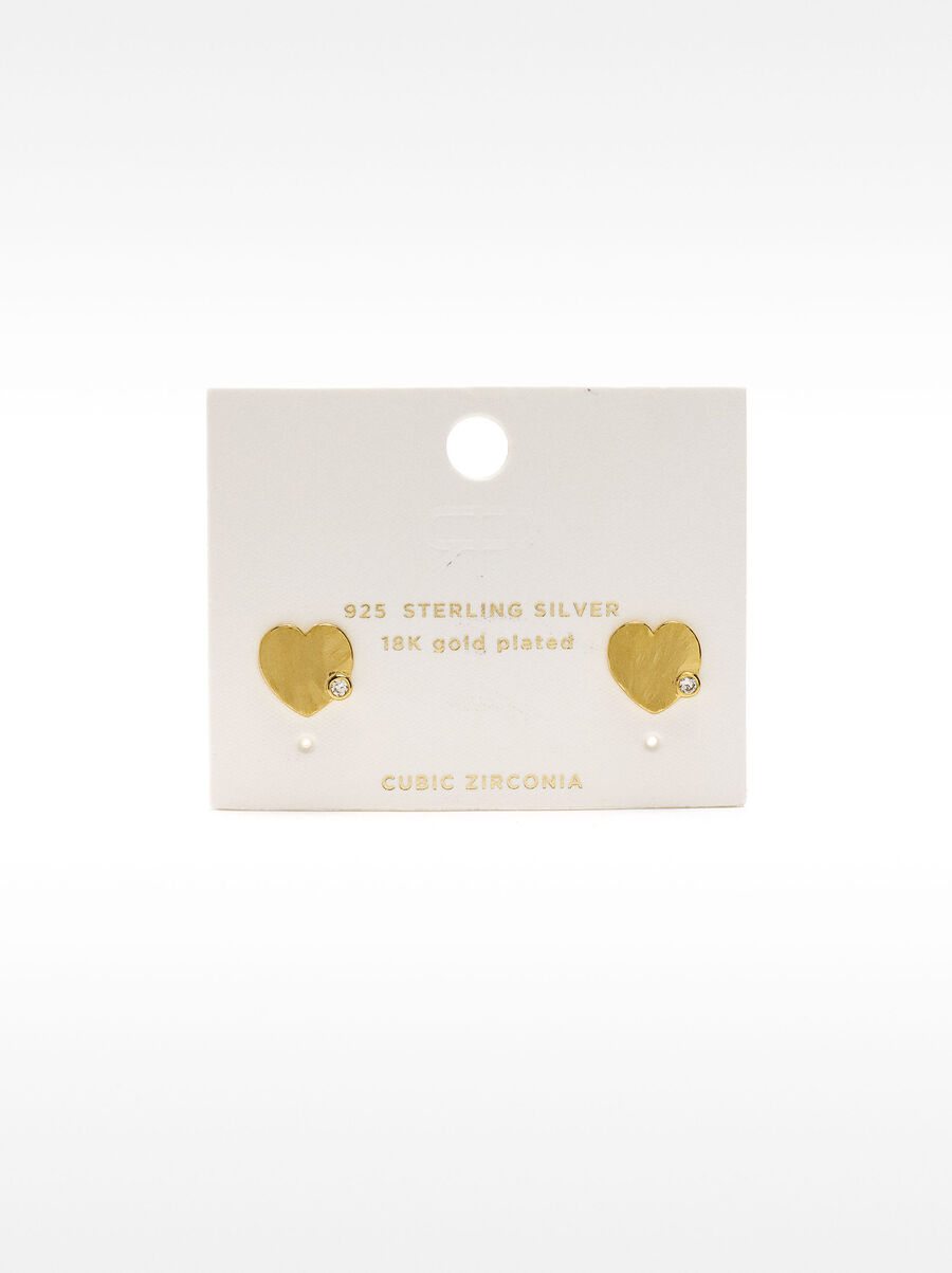 Heart earrings with zirconia - 925 sterling silver