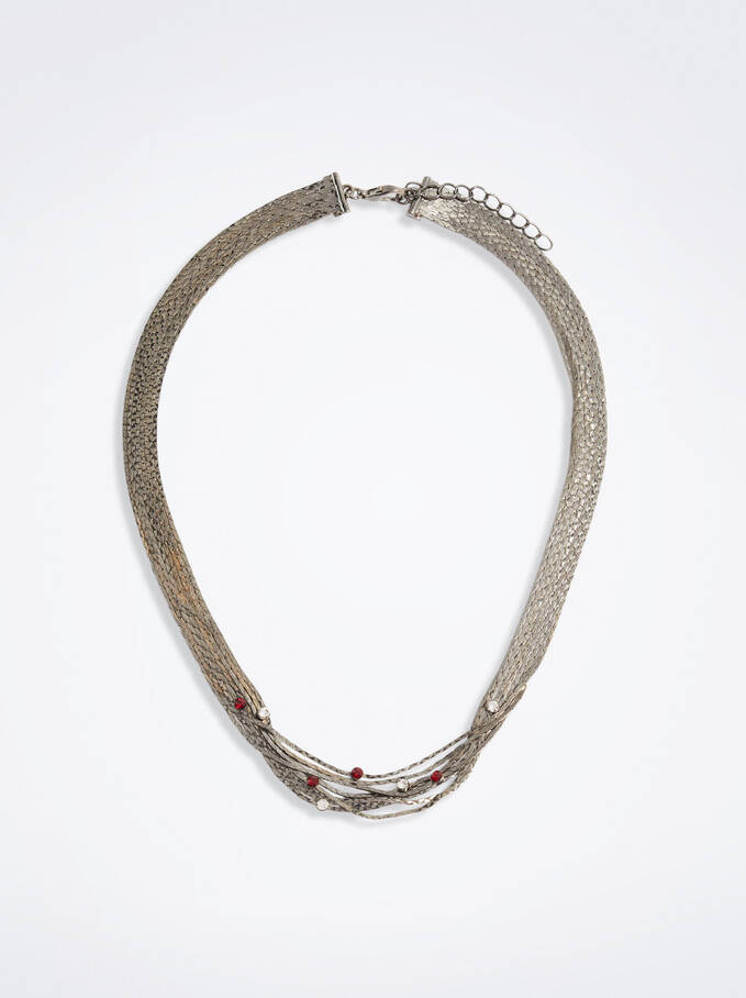 Necklace With Crystals, Bordeaux, hi-res