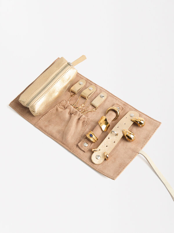 Leather roll jewelry case