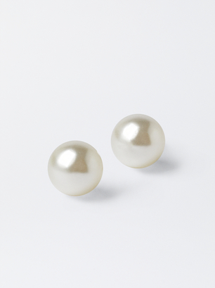 Earrings With Pearls, Beige, hi-res