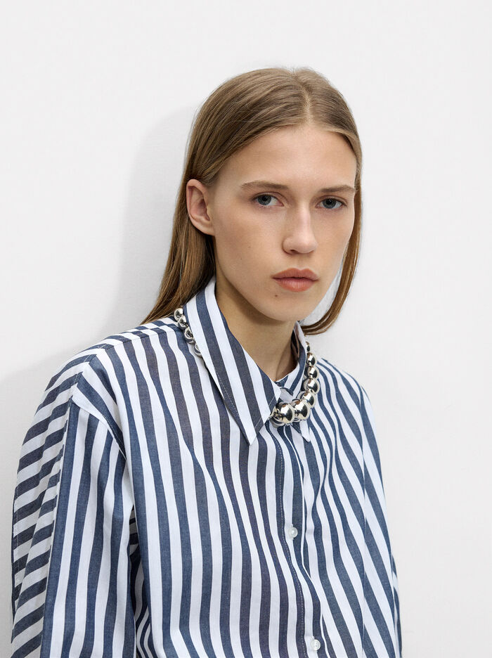 Camisa algodão às riscas
