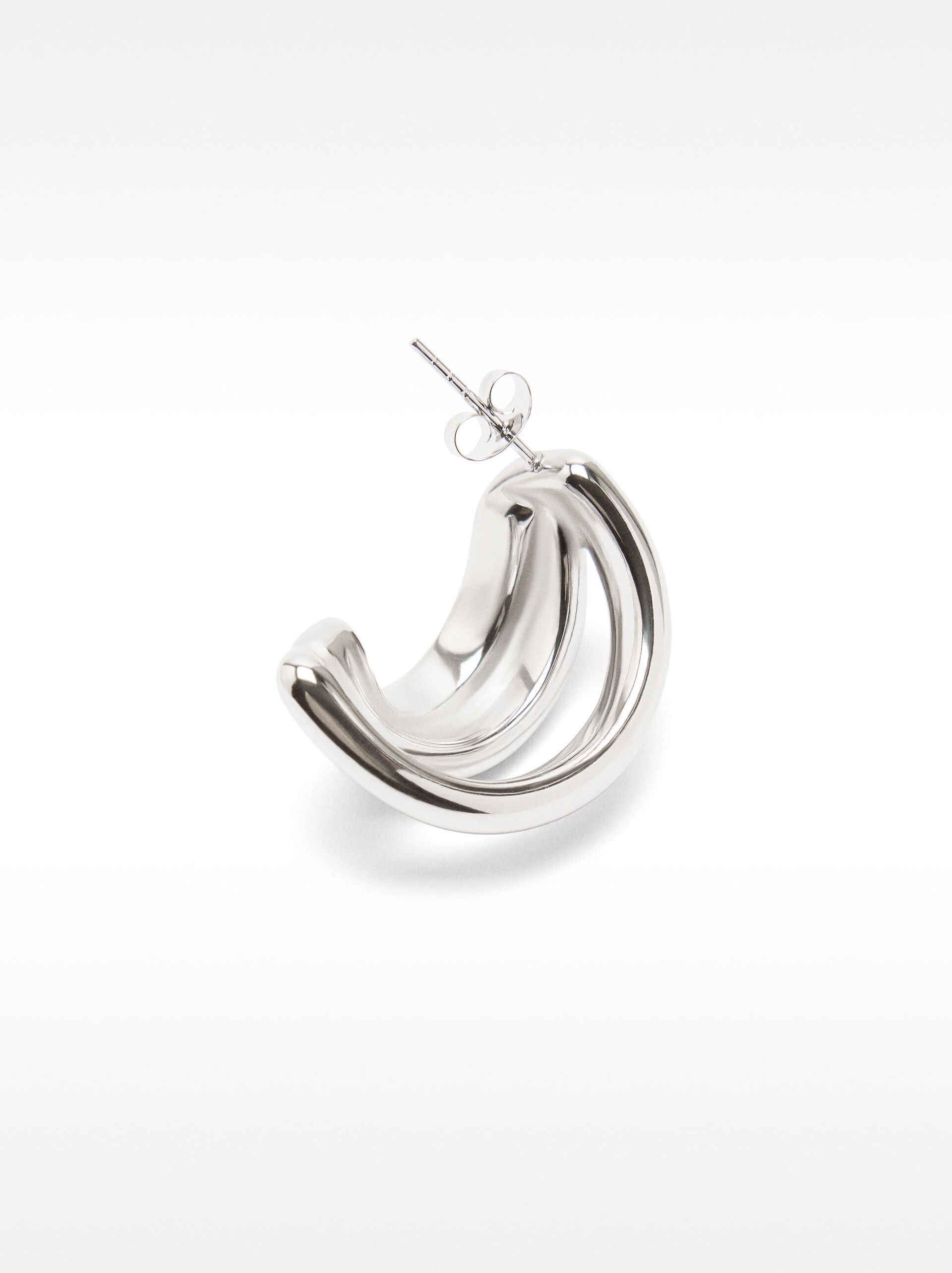 Triple-effect hoop earrings – stainless steel image number 3.0