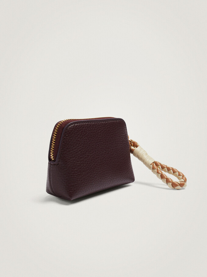 Coin Purse With Cord, Bordeaux, hi-res