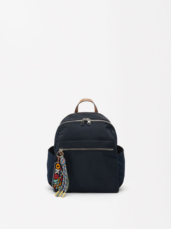 Nylon Backpack For 13” Laptop, Navy, hi-res