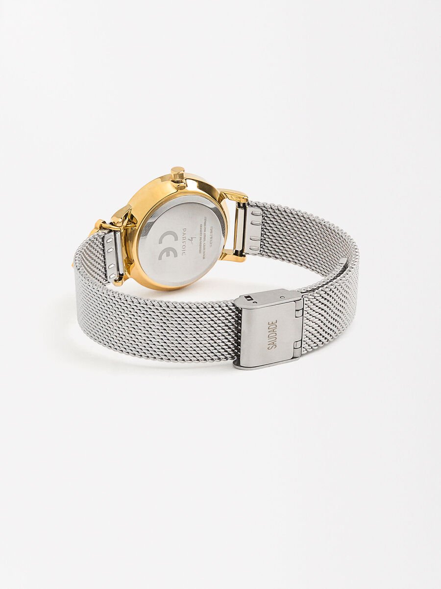 Stainless steel bracelet watch with charm