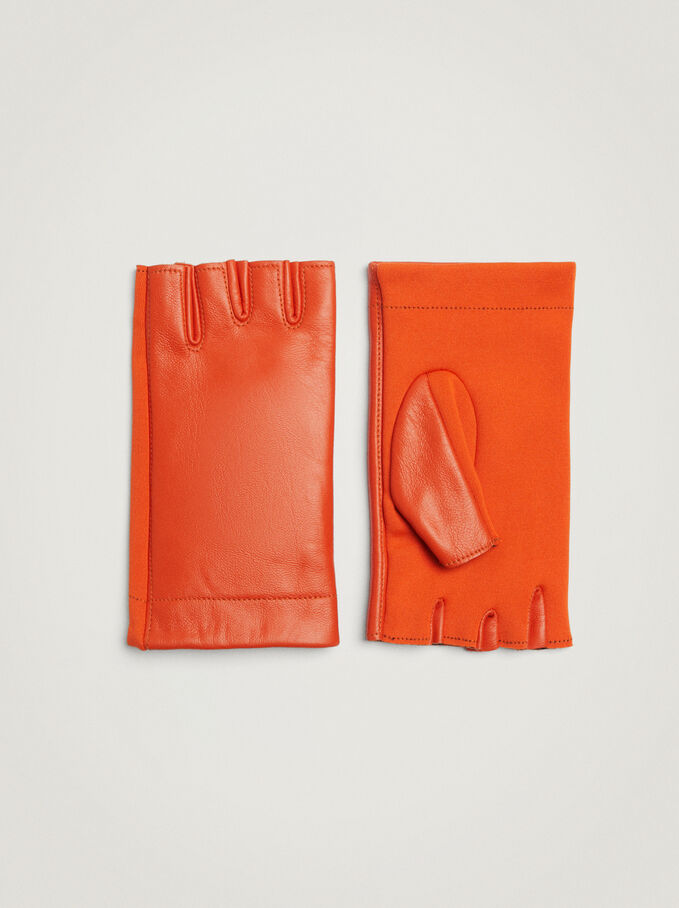 Leather Gloves, Orange, hi-res