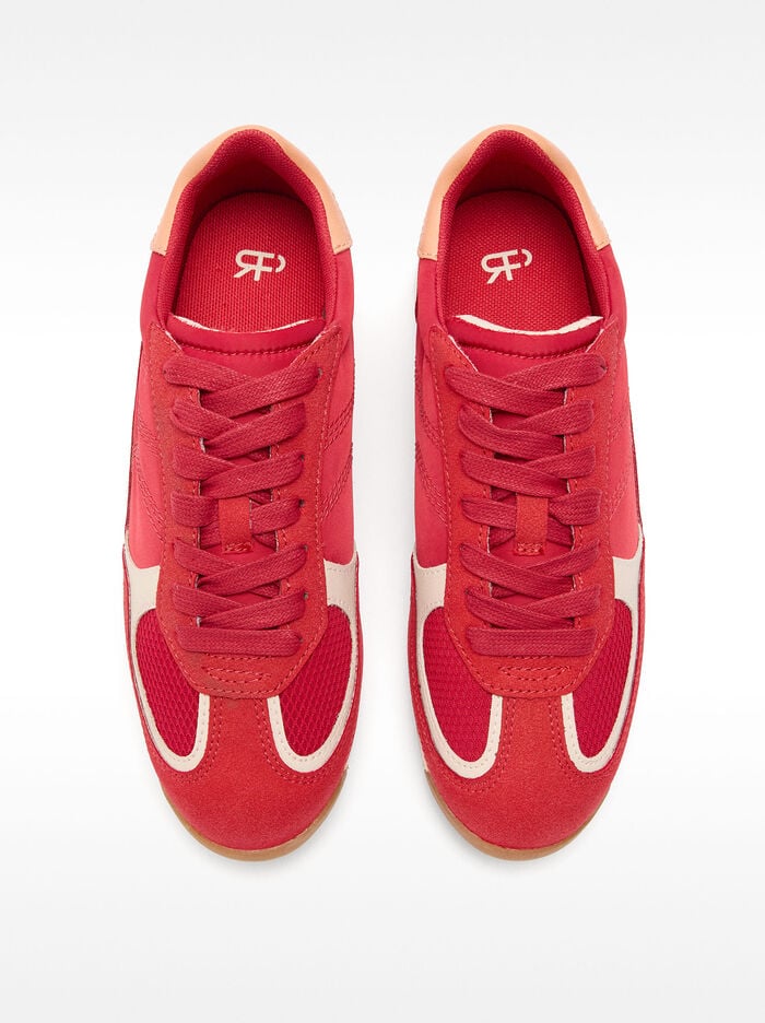 Combined sneakers with a suede effect