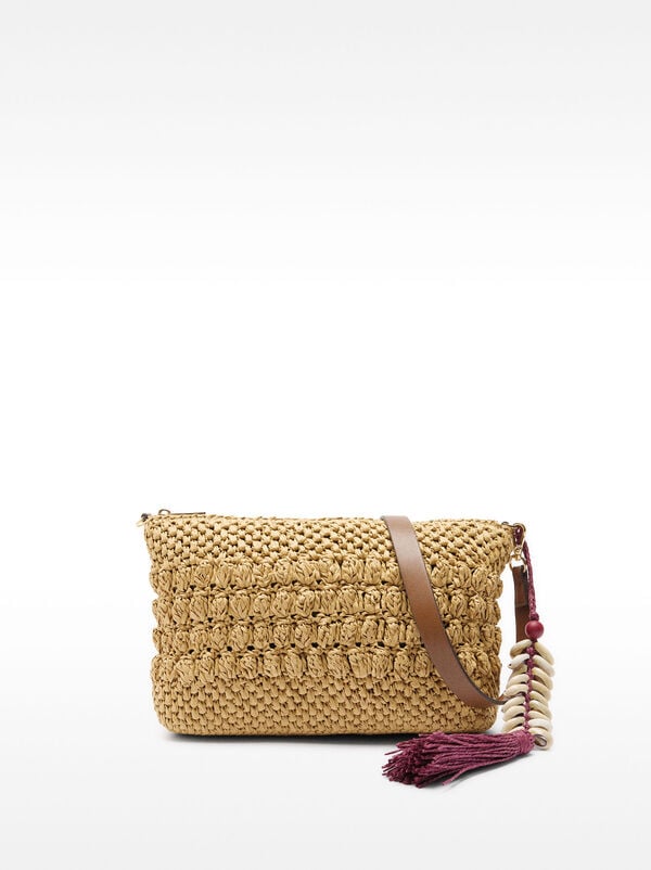 Straw-effect crossbody bag